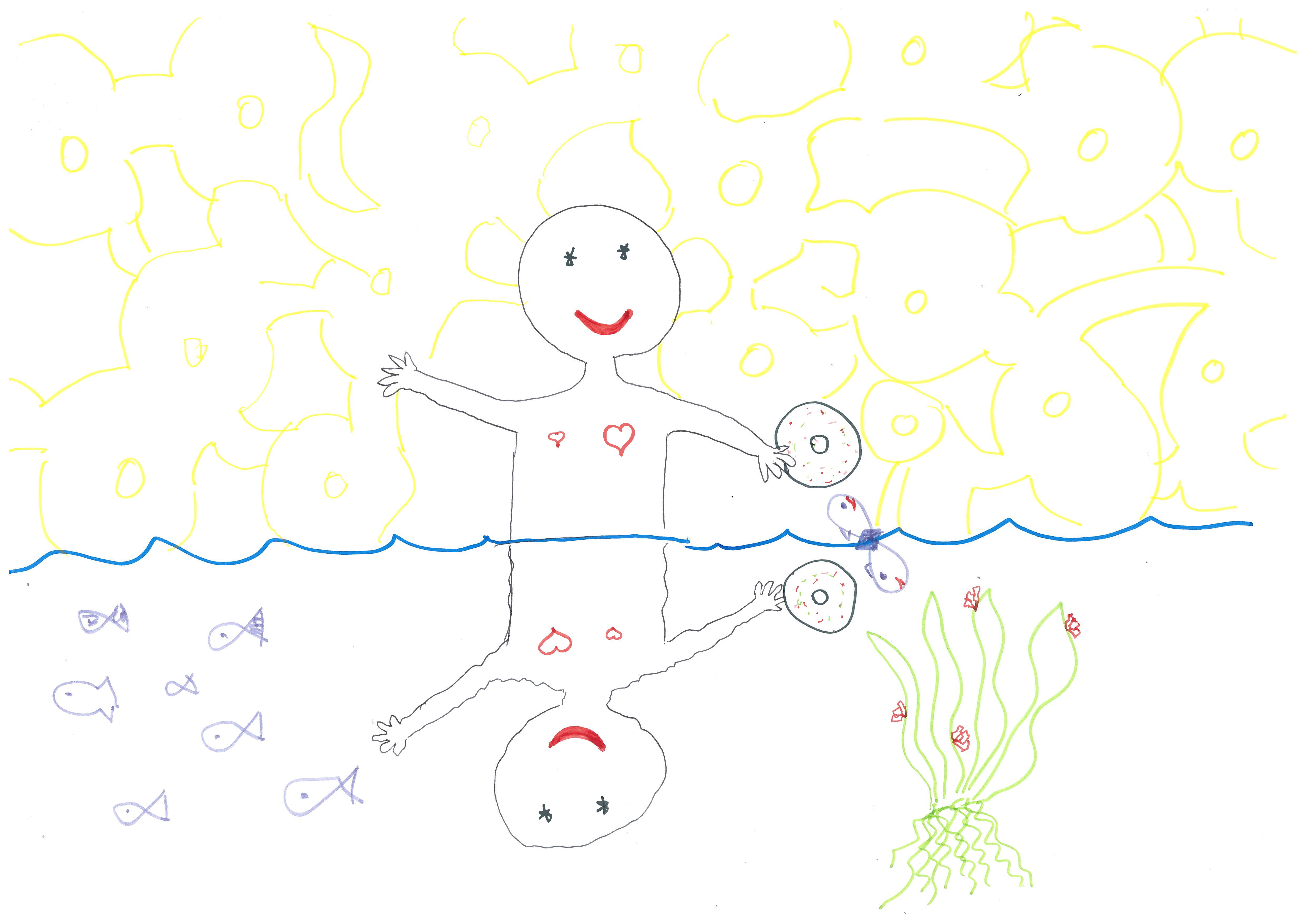 The internet is represented a stylized human figure half submerged in water, looking at its reflection